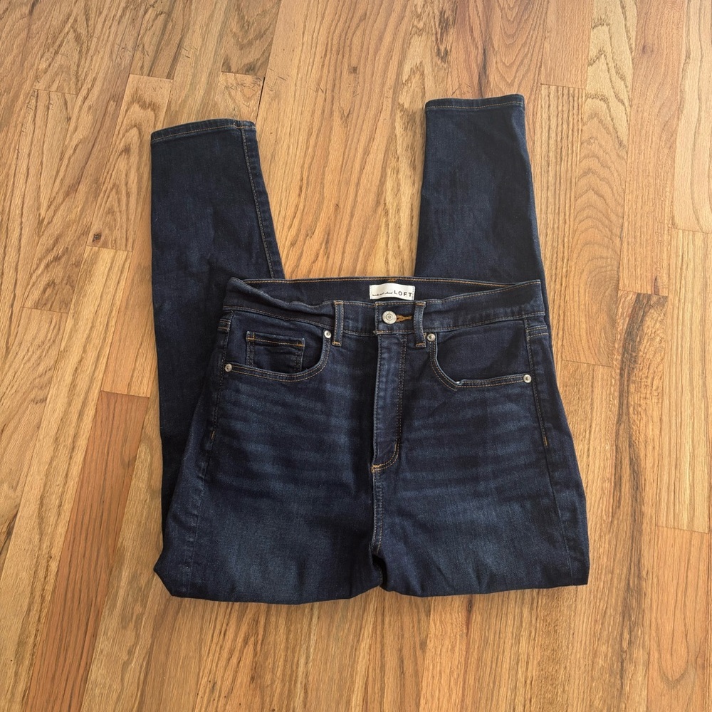Loft Skinny Jeans Blue Denim Stretch Zip 8 / 29
